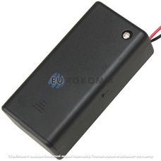 Корпус батарейки 9V крона, Daier SBH5-9V, с крышкой и переключателем ON-OFF, с проводками 15см