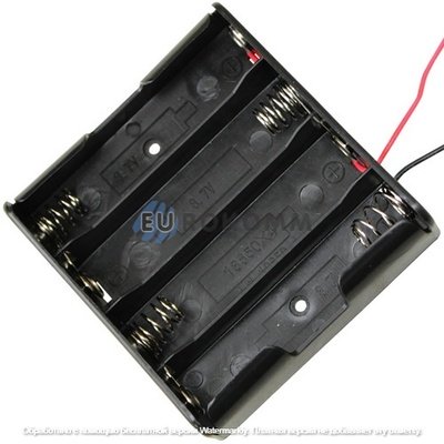 Корпус для четырёх батареек типа "18650", 3.7V, Daier BH18650-4001, с проводками 15см