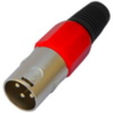 Штекер CANON (XLR) 3pin, под шнур, красная гайка