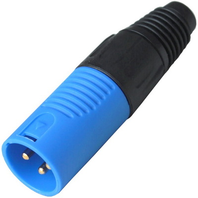 Штекер CANON (XLR) 3pin, под шнур, синий корпус