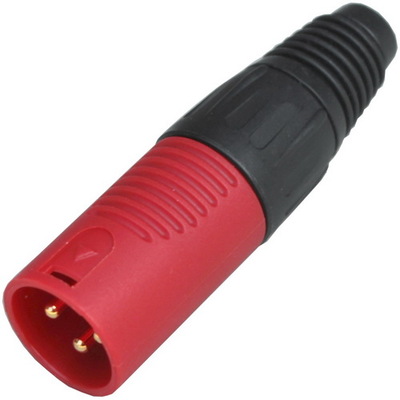 Штекер CANON (XLR) 3pin, под шнур, красный корпус