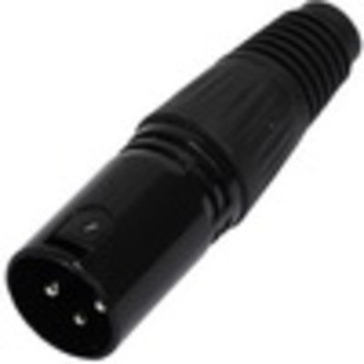 Штекер CANON (XLR) 3pin, под шнур, корпус металл, чёрный (Тип2)