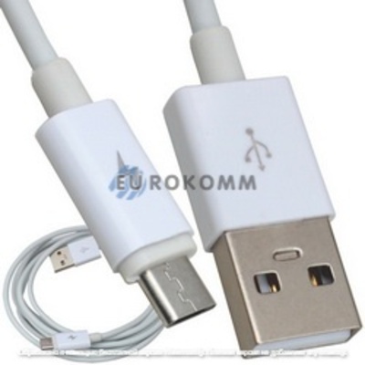 Шнур компьютерный штекер USB А - штекер miсro USB, диам.-3мм, 2м, белый