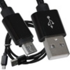 Шнур компьютерный штекер USB А - штекер miсro USB (Samsung), 2.1А, сетка, диам.-4,5мм, 1м, чёрный
