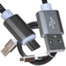 Шнур компьютерный штекер USB А - штекер miсro USB, металлическая изоляция, диам.-4,5мм, 1м, чёрный