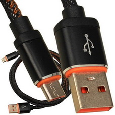Шнур компьютерный штекер USB А - штекер miсro USB Samsung, джинсовый, 1м, чёрный