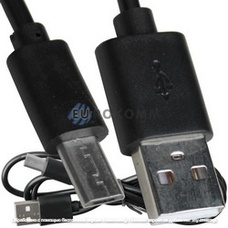 Шнур компьютерный штекер USB А - штекер micro USB (удлинённый 12мм), 1м, чёрный