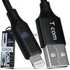 Шнур компьютерный штекер USB А - штекер iPhone Lightning, сетка, 1м, чёрный