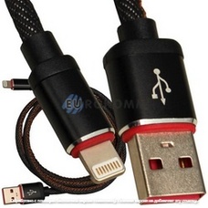 Шнур компьютерный штекер USB А - штекер iPhone 6, джинсовый, 1м, чёрный