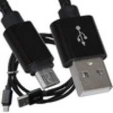 Шнур компьютерный штекер USB А - штекер miсro USB (Samsung), 2.1А, сетка, диам.-4,5мм, 1м, чёрный