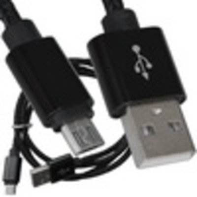 Шнур компьютерный штекер USB А - штекер miсro USB (Samsung), 2.1А, сетка, диам.-4,5мм, 1м, чёрный