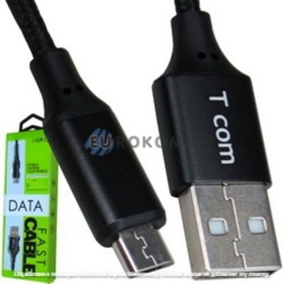 Шнур компьютерный штекер USB А - штекер miсro USB (Samsung), сетка, 1м, чёрный