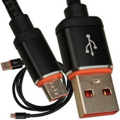 Шнур компьютерный штекер USB А - штекер miсro USB Samsung, кожзам, 1м, чёрный