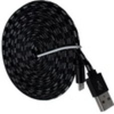 Шнур компьютерный штекер USB А - штекер miсro USB (Samsung), плоский, в сетке, диам.-2х5,6мм, 3м, чёрный