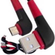 Шнур компьютерный штекер USB А угловой - штекер micro USB угловой, прорезиненный, 1м, чёрный