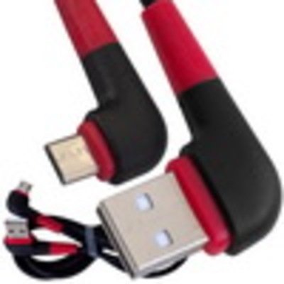 Шнур компьютерный штекер USB А угловой - штекер micro USB угловой, прорезиненный, 1м, чёрный