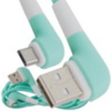 Шнур компьютерный штекер USB А угловой - штекер micro USB угловой, прорезиненный, 1м, зелёный