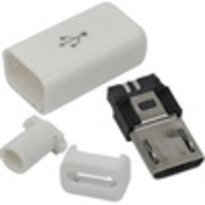 Штекер micro USB 5pin, под шнур, бакелит, белый