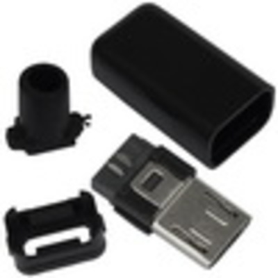 Штекер micro USB 5pin, под шнур, бакелит, чёрный