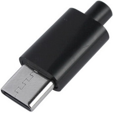 Штекер USB type C, под шнур, пластик, чёрный