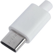 Штекер USB type C, под шнур, пластик, белый
