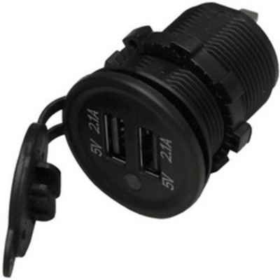 Гнездо USB двойное врезное 5V 2,1А с индикатором и крышкой