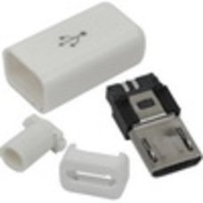 Штекер micro USB 5pin, под шнур, бакелит, белый