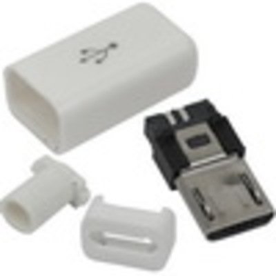 Штекер micro USB 5pin, под шнур, бакелит, белый
