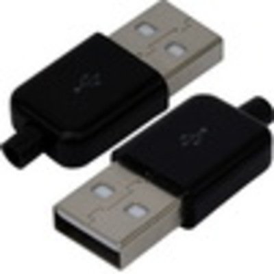 Штекер USB тип A под шнур, бакелит, чёрный
