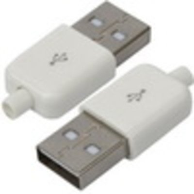 Штекер USB тип A под шнур, бакелит, белый