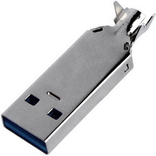 Штекер USB 3.0 тип A разборной, под шнур, без корпуса