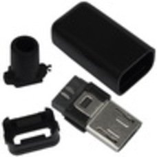 Штекер micro USB 5pin, под шнур, бакелит, чёрный
