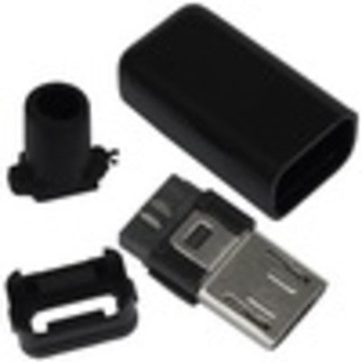 Штекер micro USB 5pin, под шнур, бакелит, чёрный