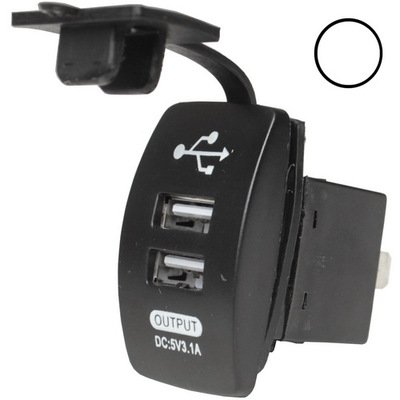 Гнездо USB двойное прямоугольное 5V 3,1А с белой подсветкой, врезное