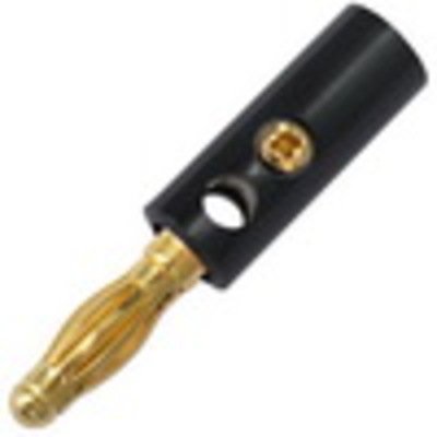 Штекер акустический Banan п\винт, gold, корпус пластик, чёрный