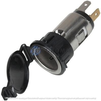 Гнездо прикуривателя 12-24V 120-250W монтажное, корпус металл, с пластиковой крышкой