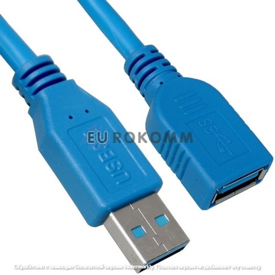 Удлинитель USB штекер А - гнездо А, Vers.3.0, 3 метра, синий