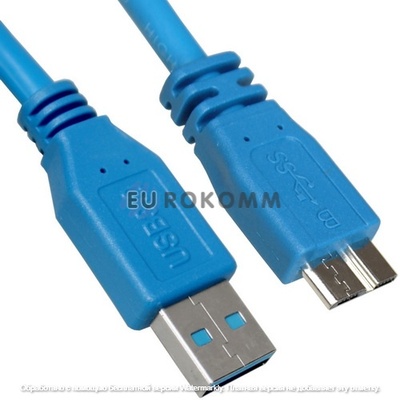 Шнур USB (штекер USB А - штекер micro USB type B), Version 3.0, 30см, синий