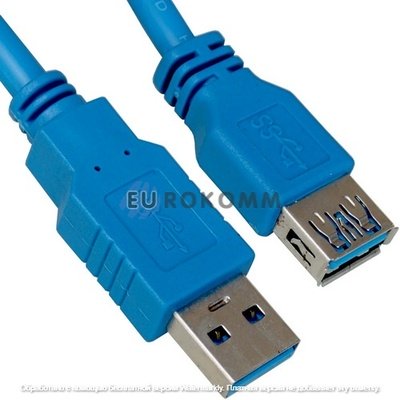 Удлинитель USB штекер А - гнездо А, Vers.3.0, 1,5 метра, синий