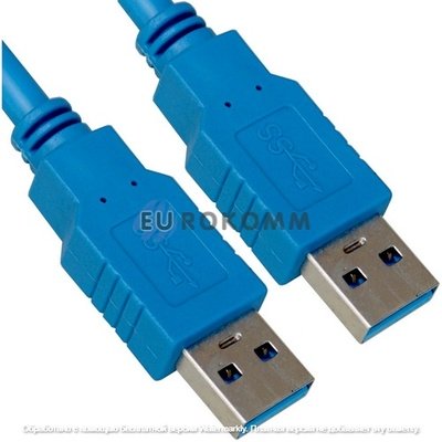 Шнур USB штекер А - штекер А, Vers.3.0, диам.-5,5мм, 1,5 метра, синий