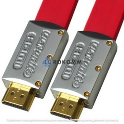 Шнур HDMI "ULT-unite" (шт.- шт.) version 2.0, метал.gold, 5м, червоний, в коробці