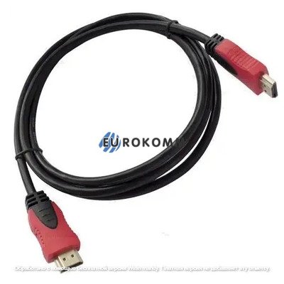 Шнур HDMI (штекер - штекер) v.1,4, діаметр - 6мм, gold, 25м, червоно-чорний