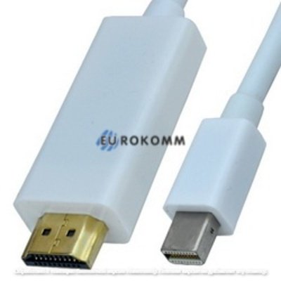 Шнур штекер HDMI - штекер mini Display Port, позолоченный, белый, 2 метра