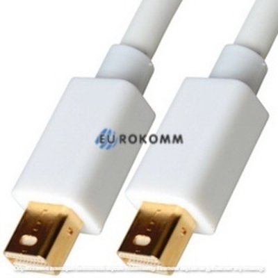 Шнур штекер mini Display Port - штекер mini Display Port, позолоченный, белый, 2 метра
