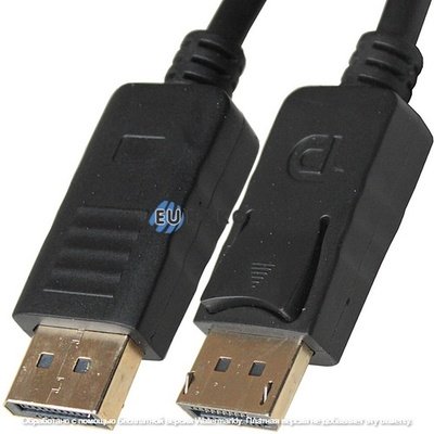 Шнур штекер Display Port - штекер Display Port, gold, чёрный, 3м
