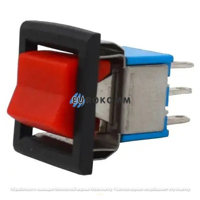 Тумблер с клавишей RLS-203-E5 (ON-OFF-ON) 6-и контактный, 3A, 250VAC, красный