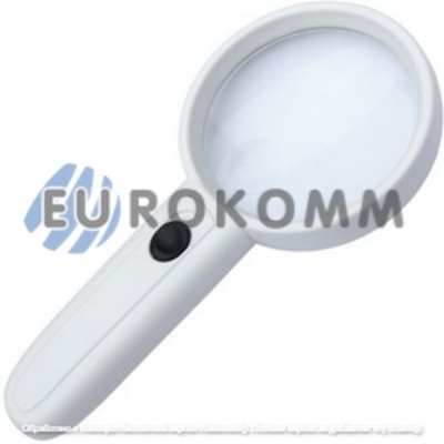 Лупа ручная MG6B-5P круглая с LED подсветкой, 3X, диам.-75мм + 9X, диам.-18мм, Zhongdi