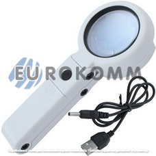 Лупа ручна No.FS55RC+USB з LED підсвічуванням, 7Х діам.-55мм (3AAA + USB)