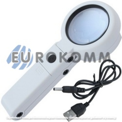 Лупа ручная No.FS55RC+USB с LED подсветкой, 7Х диам.-55мм (3AAA + USB)