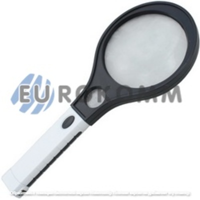 Лупа ручная MG80120-B круглая с LED подсветкой +UV, 4X, диам.-120мм + 10X, диам.-30мм, Zhongdi